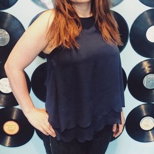 Scallop Navy Blue Cami | Tank Top | Size Small | S